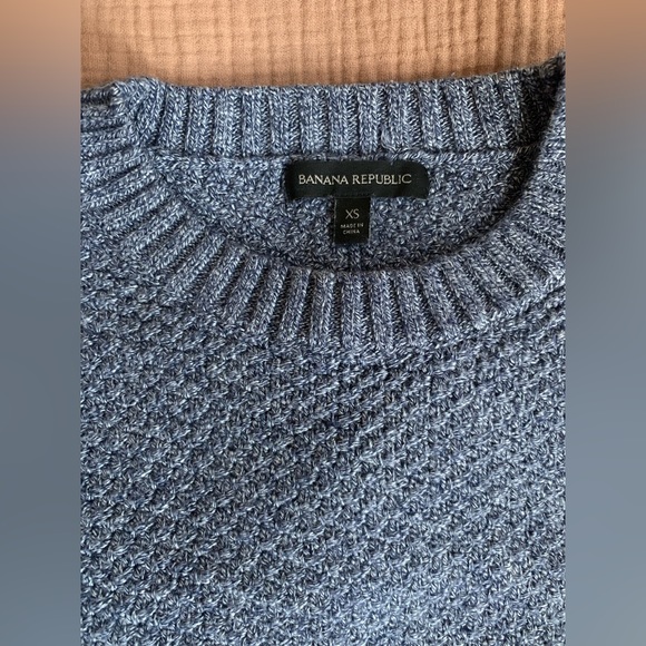 Banana Republic - Blue cropped crew neck sweater with cotton bottom - si… - Picture 5 of 8